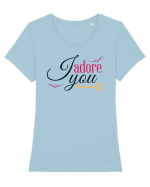 I adore you Tricou mânecă scurtă guler larg fitted Damă Expresser