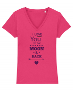 I love you to the moon and back Tricou mânecă scurtă guler V Damă Evoker