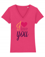 I love you Heart Tricou mânecă scurtă guler V Damă Evoker