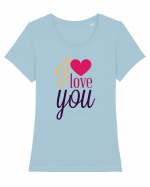 I love you Heart Tricou mânecă scurtă guler larg fitted Damă Expresser