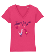 Kisses for you Birds Tricou mânecă scurtă guler V Damă Evoker