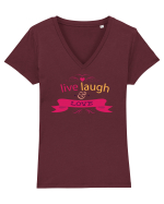 Live Laugh and Love Tricou mânecă scurtă guler V Damă Evoker