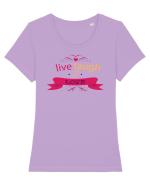 Live Laugh and Love Tricou mânecă scurtă guler larg fitted Damă Expresser