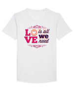 Love is all we need Pink Tricou mânecă scurtă guler larg Bărbat Skater