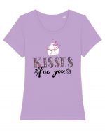 Kisses for you letter Tricou mânecă scurtă guler larg fitted Damă Expresser