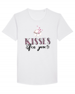 Kisses for you letter Tricou mânecă scurtă guler larg Bărbat Skater