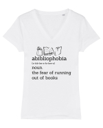 Abibliophobia Tricou mânecă scurtă guler V Damă Evoker