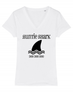 Auntie Shark Tricou mânecă scurtă guler V Damă Evoker