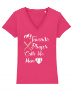 Baseball Mom Tricou mânecă scurtă guler V Damă Evoker