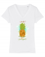 Ananas Tricou mânecă scurtă guler V Damă Evoker