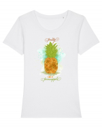 Ananas Tricou mânecă scurtă guler larg fitted Damă Expresser