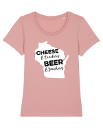 Cheese Beer Tricou mânecă scurtă guler larg fitted Damă Expresser