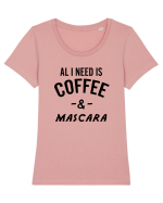 Coffee and Mascara Tricou mânecă scurtă guler larg fitted Damă Expresser