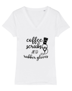 Coffee Scrubs Tricou mânecă scurtă guler V Damă Evoker