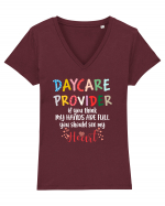 Daycare Provider Tricou mânecă scurtă guler V Damă Evoker