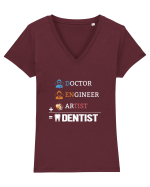 Dentist Tricou mânecă scurtă guler V Damă Evoker