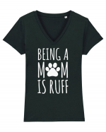 Dog Mom Tricou mânecă scurtă guler V Damă Evoker