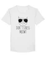 Dont Stress Cat Tricou mânecă scurtă guler larg Bărbat Skater