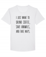 Drink Coffee Save Animals Tricou mânecă scurtă guler larg Bărbat Skater