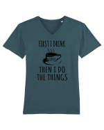 first I drink Coffee Tricou mânecă scurtă guler V Bărbat Presenter