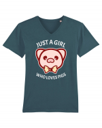 Just a Girl who Loves Pigs Tricou mânecă scurtă guler V Bărbat Presenter