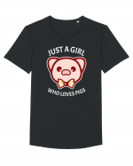 Just a Girl who Loves Pigs Tricou mânecă scurtă guler larg Bărbat Skater