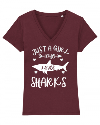 Just a Girl who Loves Sharks Burgundy