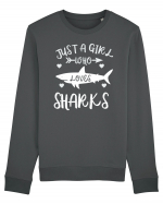 Just a Girl who Loves Sharks Bluză mânecă lungă Unisex Rise