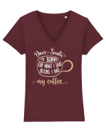Spun prostii înainte de cafea Tricou mânecă scurtă guler V Damă Evoker