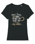 Spun prostii înainte de cafea Tricou mânecă scurtă guler larg fitted Damă Expresser