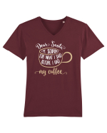 Spun prostii înainte de cafea Tricou mânecă scurtă guler V Bărbat Presenter