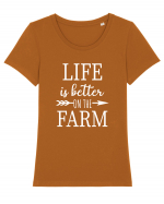 Life is better on the Farm Tricou mânecă scurtă guler larg fitted Damă Expresser