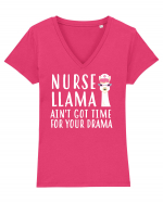 Llama Nurse Tricou mânecă scurtă guler V Damă Evoker