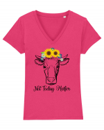 Not Today Cow Tricou mânecă scurtă guler V Damă Evoker