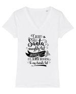 Lista lui Moș Crăciun Tricou mânecă scurtă guler V Damă Evoker