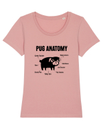Pug Anatomy Tricou mânecă scurtă guler larg fitted Damă Expresser