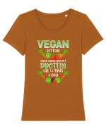 Vegan Protein Funny Tricou mânecă scurtă guler larg fitted Damă Expresser