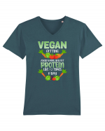 Vegan Protein Funny Tricou mânecă scurtă guler V Bărbat Presenter