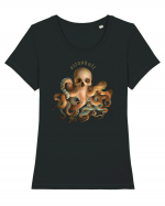 OctoSkull - octopus + skull - caracatita craniu Tricou mânecă scurtă guler larg fitted Damă Expresser