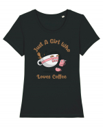 Just A Girl Who Loves Coffee Tricou mânecă scurtă guler larg fitted Damă Expresser