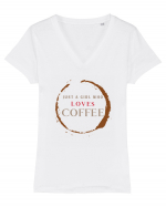 Just A Girl Who Loves Coffee Tricou mânecă scurtă guler V Damă Evoker