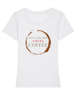 Just A Girl Who Loves Coffee Tricou mânecă scurtă guler larg fitted Damă Expresser