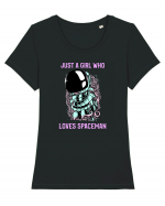 Just A Girl Who Loves Spaceman Tricou mânecă scurtă guler larg fitted Damă Expresser