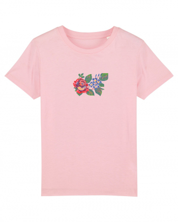 Motiv românesc - Trandafir si albăstrele 1 Cotton Pink