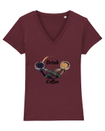 Drink Coffee Tricou mânecă scurtă guler V Damă Evoker