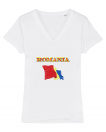 romanian flag Tricou mânecă scurtă guler V Damă Evoker