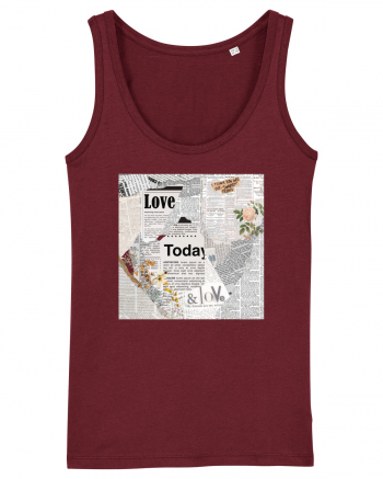 Newspaper pattern Burgundy