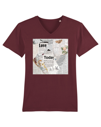 Newspaper pattern Burgundy