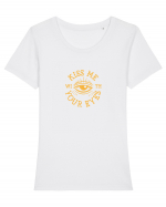 Kiss me with your eyes Tricou mânecă scurtă guler larg fitted Damă Expresser