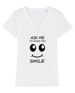 Ask me to make you smile Tricou mânecă scurtă guler V Damă Evoker